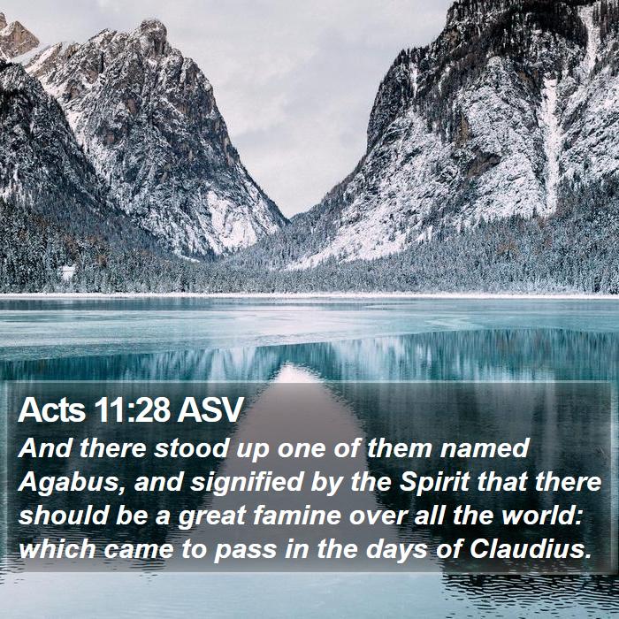 Acts 11:28 ASV - And there stood up one of them named Agabus, and