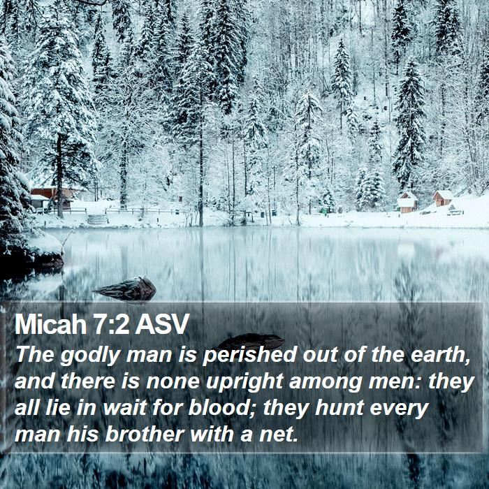 Micah 7 2 Asv The Godly Man Is Perished Out Of The Earth And