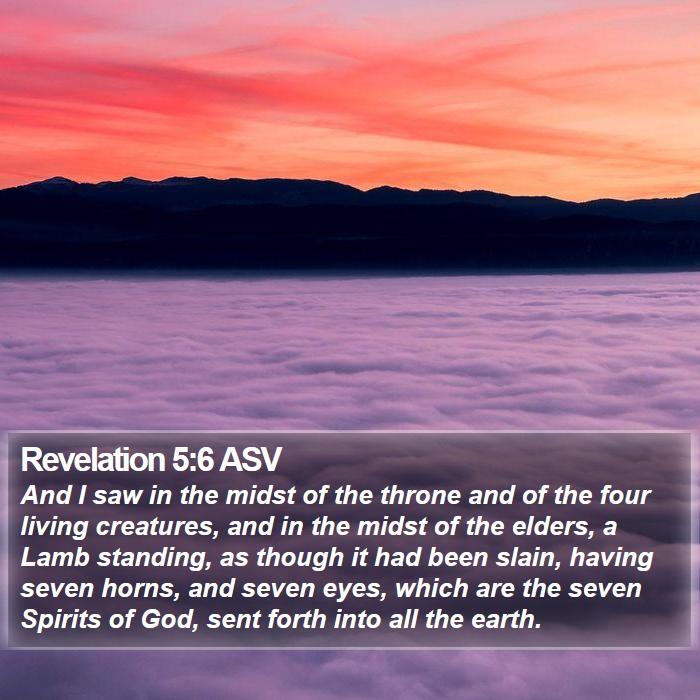 Revelation 5:6 ASV - And I saw in the midst of the throne and of the