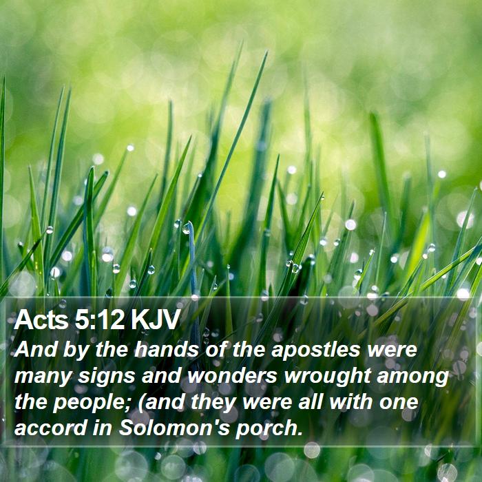 Acts 5:12 KJV - And by the hands of the apostles were many signs
