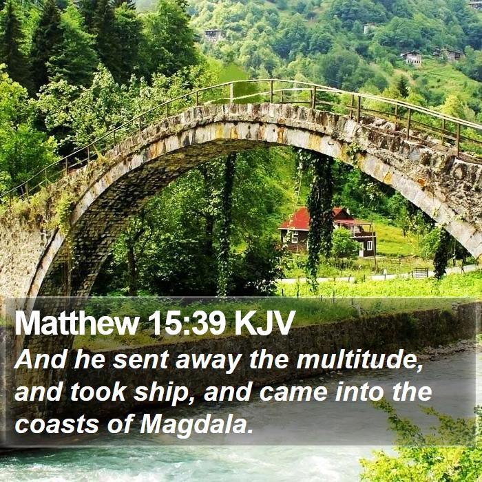 Matthew 15:39 KJV - And he sent away the multitude, and took ship,