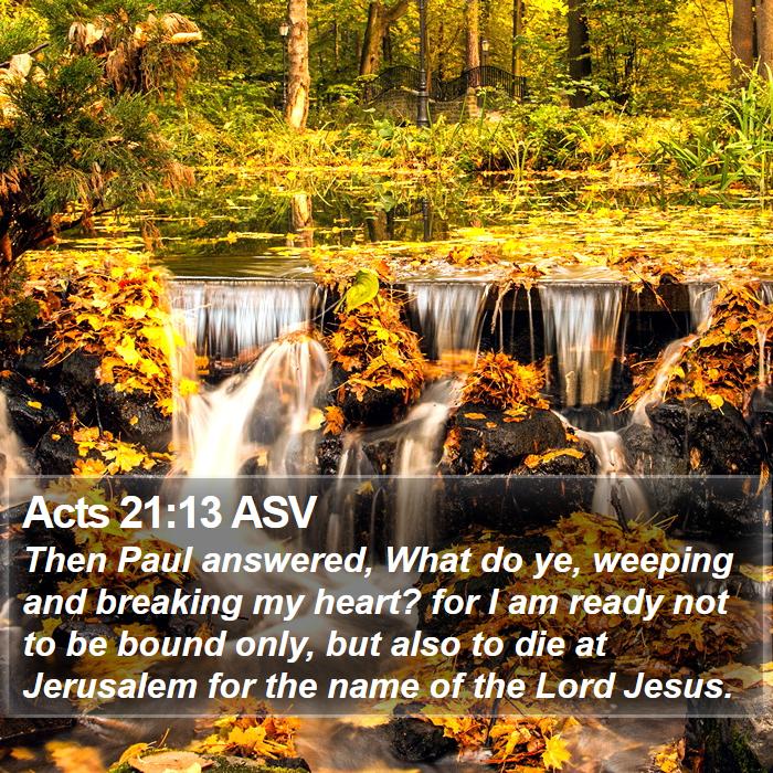 Acts 21:13 ASV - Then Paul answered, What do ye, weeping and - Bible Verse Picture