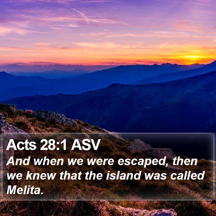 Acts 28:1 ASV - And when we were escaped, then we knew that the - Bible Verse Picture