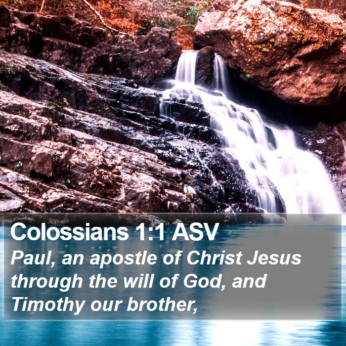 Colossians 1:1 ASV - Paul, an apostle of Christ Jesus through the will - Bible Verse Picture