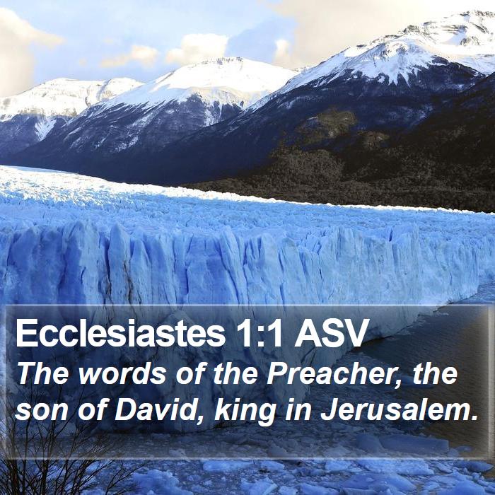 Ecclesiastes 1:1 ASV - The words of the Preacher, the son of David, king - Bible Verse Picture