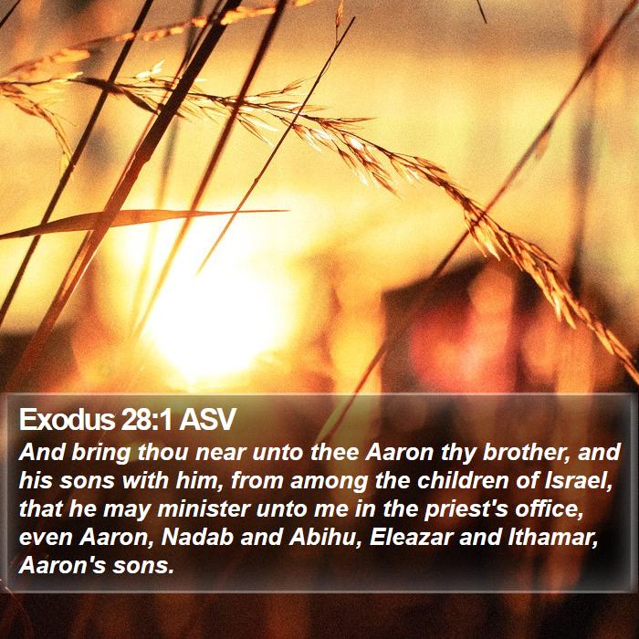 Exodus 28:1 ASV - And bring thou near unto thee Aaron thy brother, - Bible Verse Picture