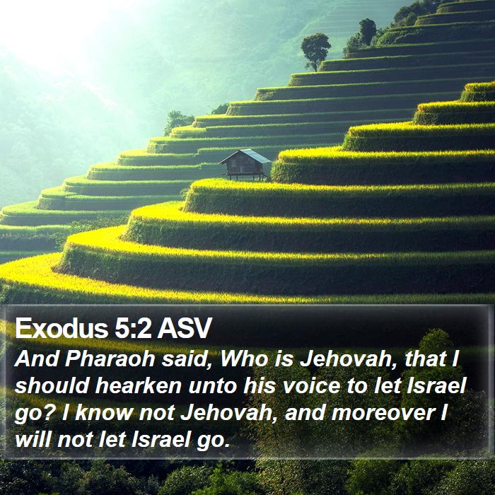 Exodus 5:2 ASV - And Pharaoh said, Who is Jehovah, that I should - Bible Verse Picture