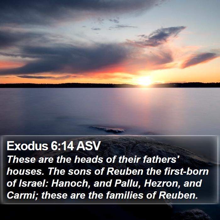 Exodus 6:14 ASV - These are the heads of their fathers' houses. The - Bible Verse Picture