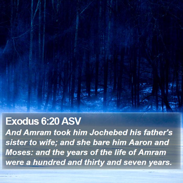 Exodus 6:20 ASV - And Amram took him Jochebed his father's sister - Bible Verse Picture