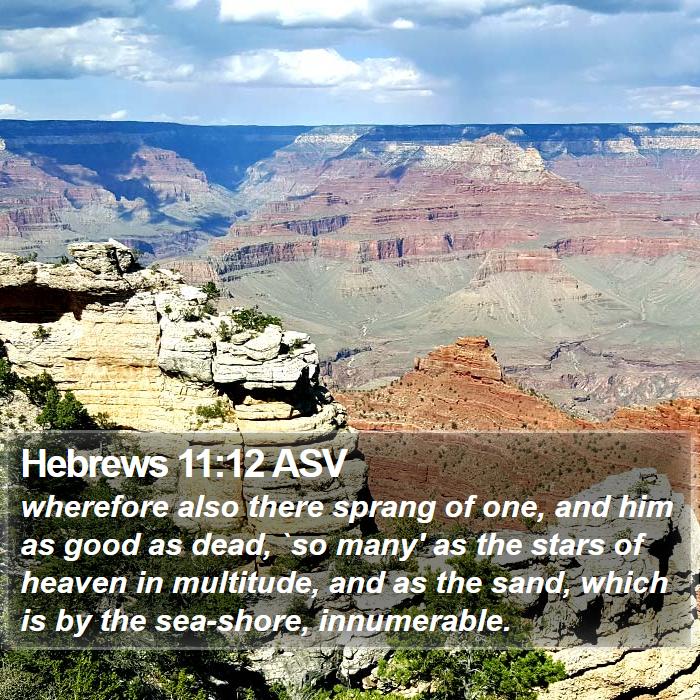Hebrews 11:12 ASV - wherefore also there sprang of one, and him as - Bible Verse Picture