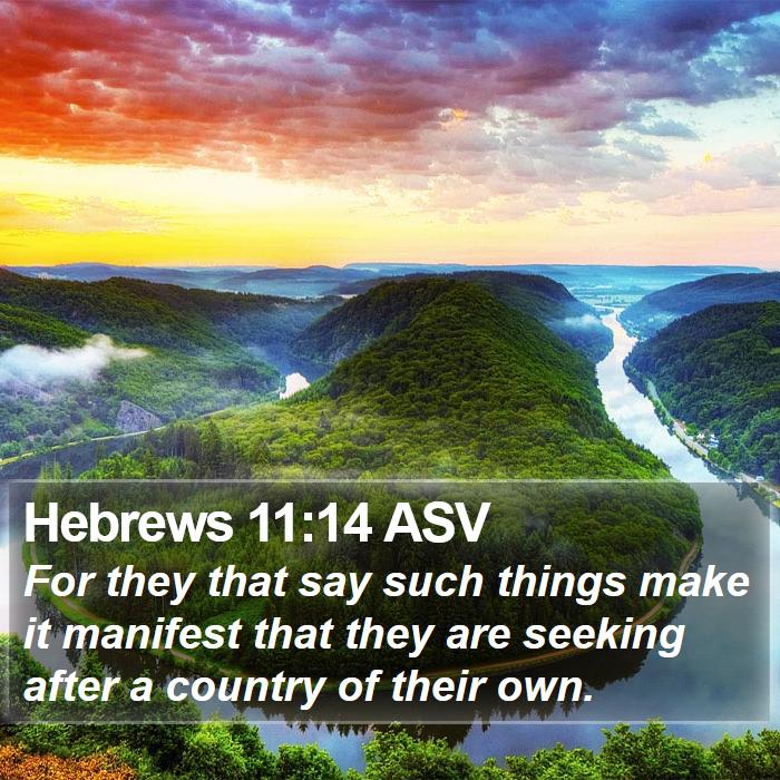 Hebrews 11:14 ASV - For they that say such things make it manifest - Bible Verse Picture