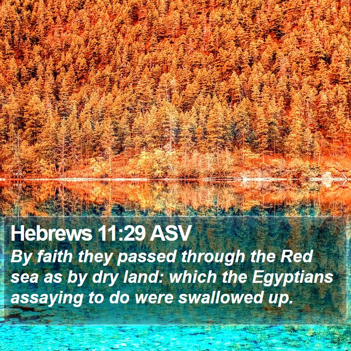 Hebrews 11:29 ASV - By faith they passed through the Red sea as by - Bible Verse Picture
