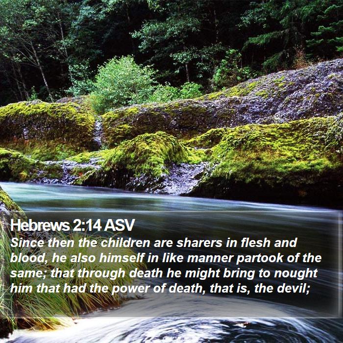 Hebrews 2:14 ASV - Since then the children are sharers in flesh and - Bible Verse Picture