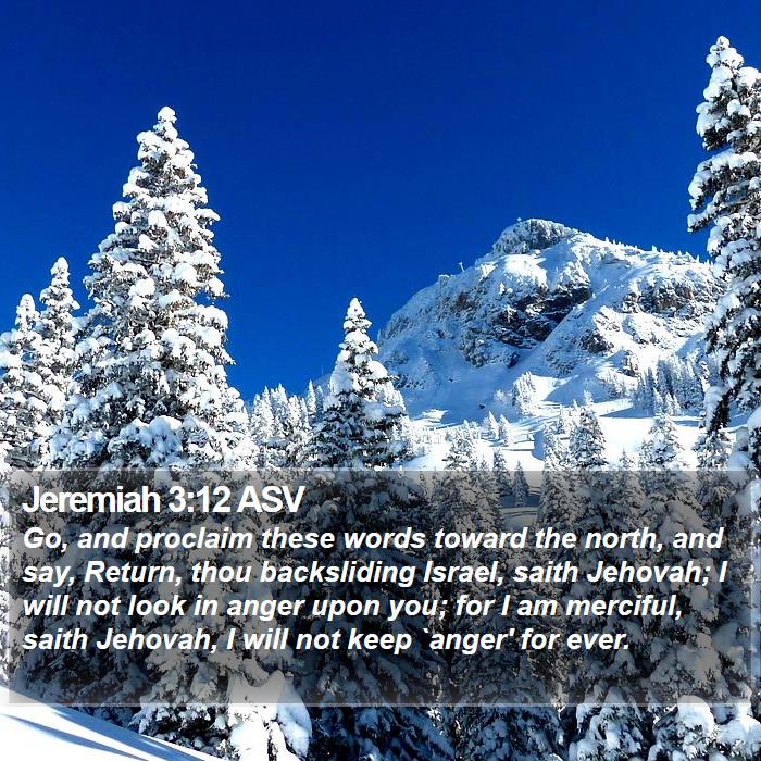 Jeremiah 3:12 ASV - Go, and proclaim these words toward the north, - Bible Verse Picture