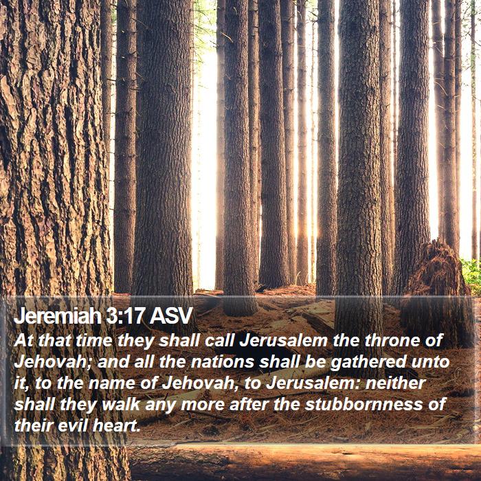 Jeremiah 3:17 ASV - At that time they shall call Jerusalem the throne - Bible Verse Picture