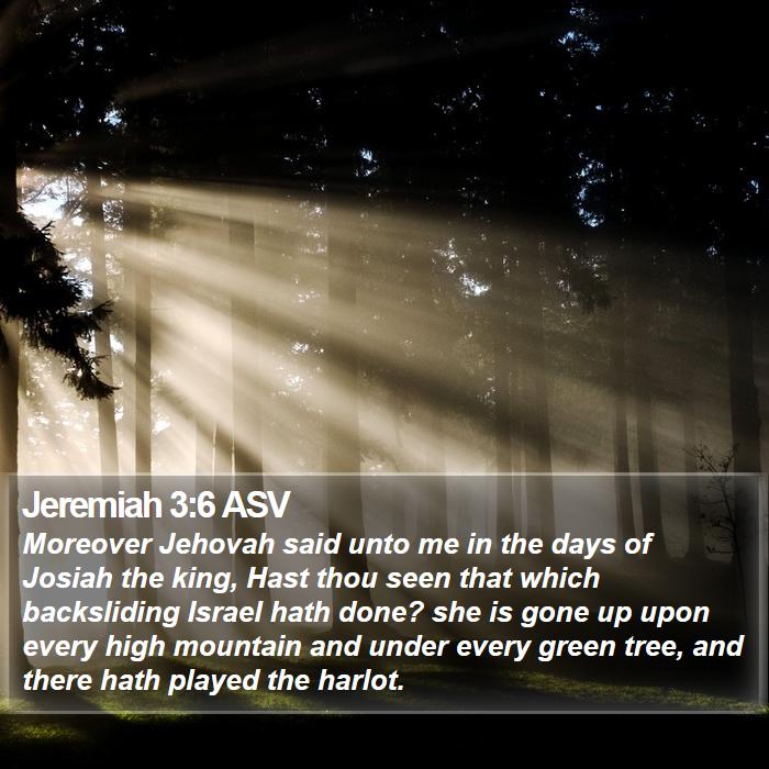 Jeremiah 3:6 ASV - Moreover Jehovah said unto me in the days of - Bible Verse Picture