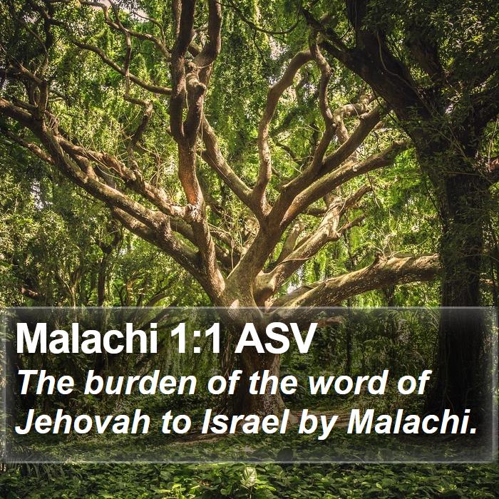 Malachi 1:1 ASV - The burden of the word of Jehovah to Israel by - Bible Verse Picture