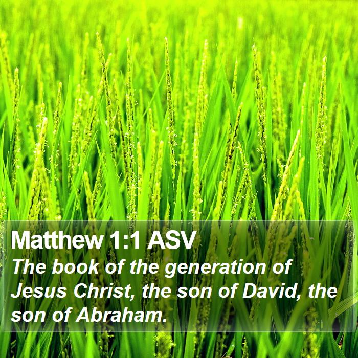 Matthew 1:1 ASV - The book of the generation of Jesus Christ, the - Bible Verse Picture