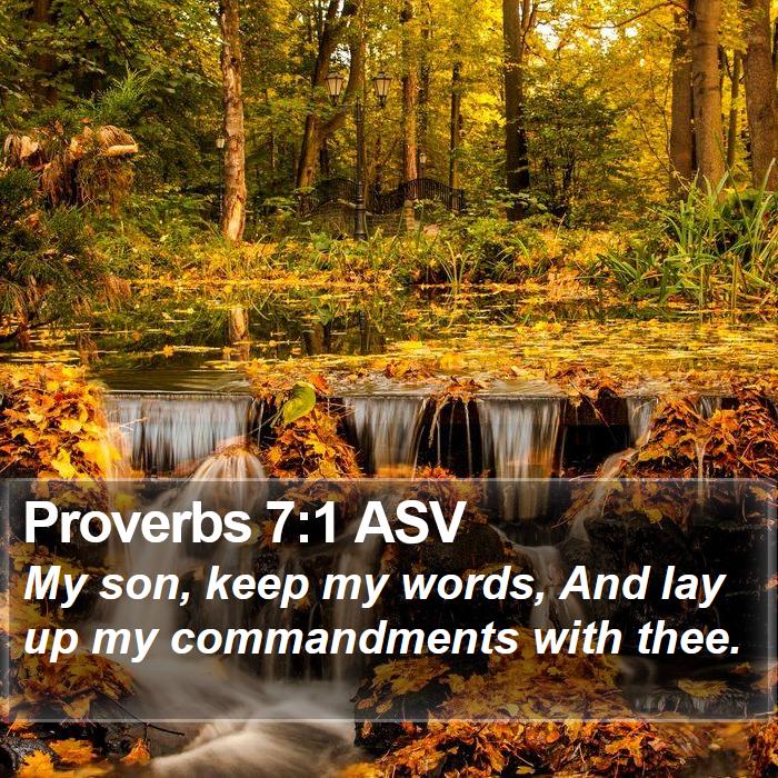Proverbs 7:1 ASV - My son, keep my words, And lay up my commandments - Bible Verse Picture