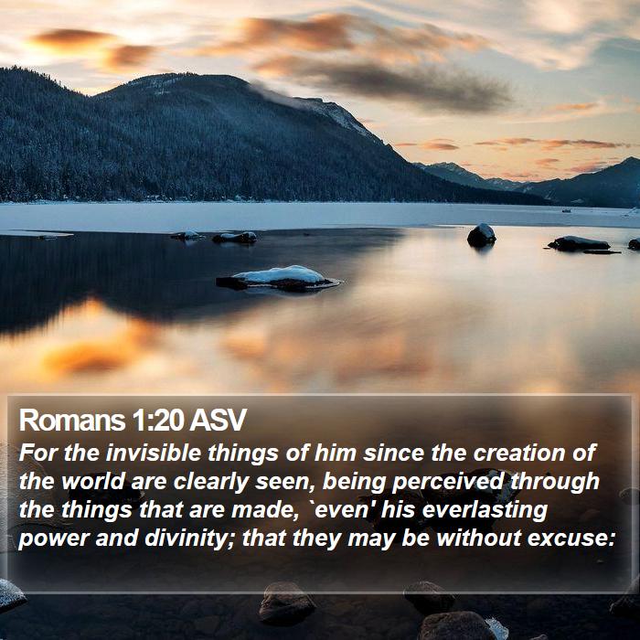 Romans 1:20 ASV - For the invisible things of him since the - Bible Verse Picture