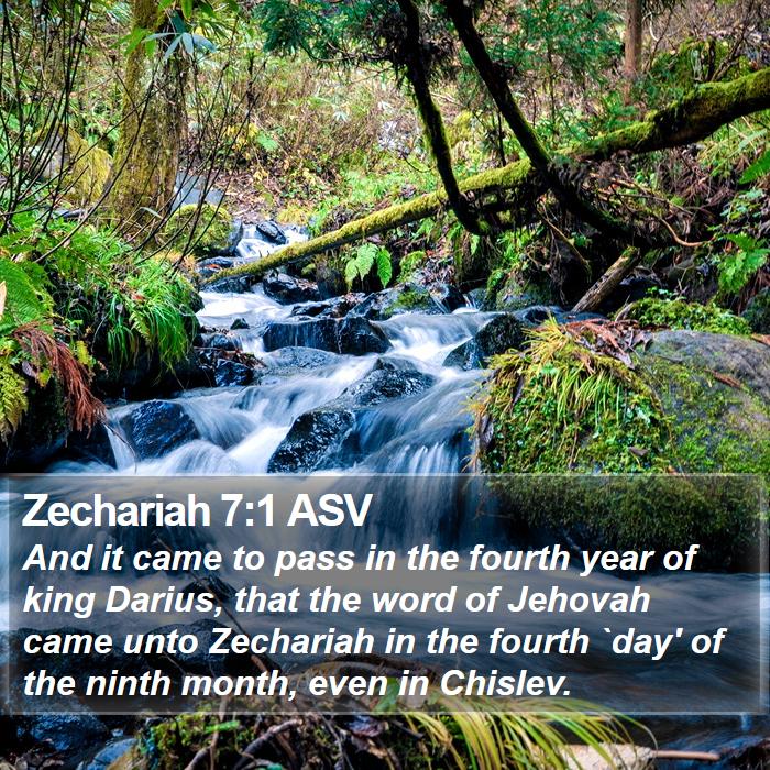 Zechariah 7:1 ASV - And it came to pass in the fourth year of king - Bible Verse Picture