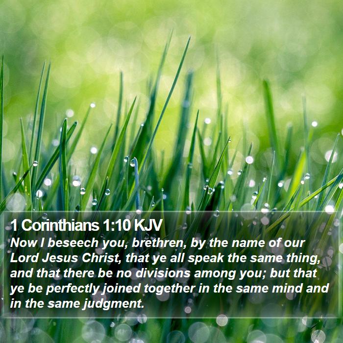 1 Corinthians 1:10 KJV - Now I beseech you, brethren, by the name of our - Bible Verse Picture