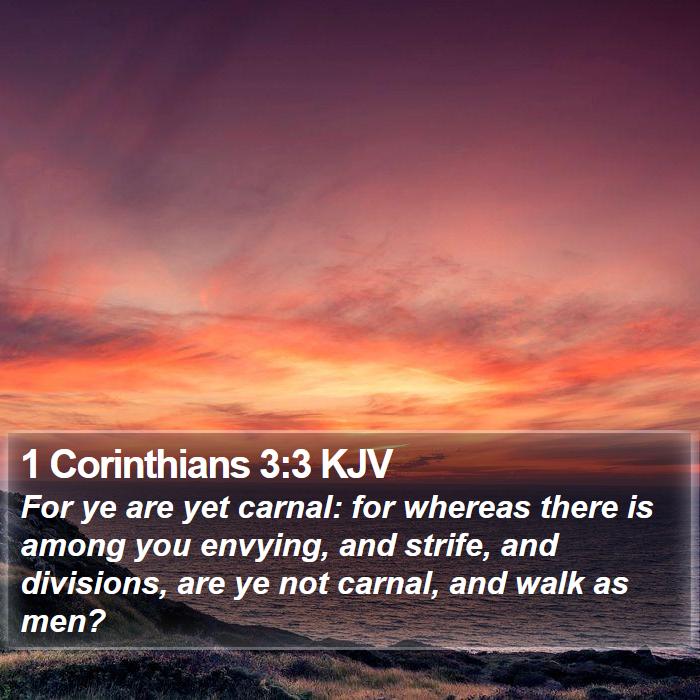 1 Corinthians 3:3 KJV - For ye are yet carnal: for whereas there is among - Bible Verse Picture