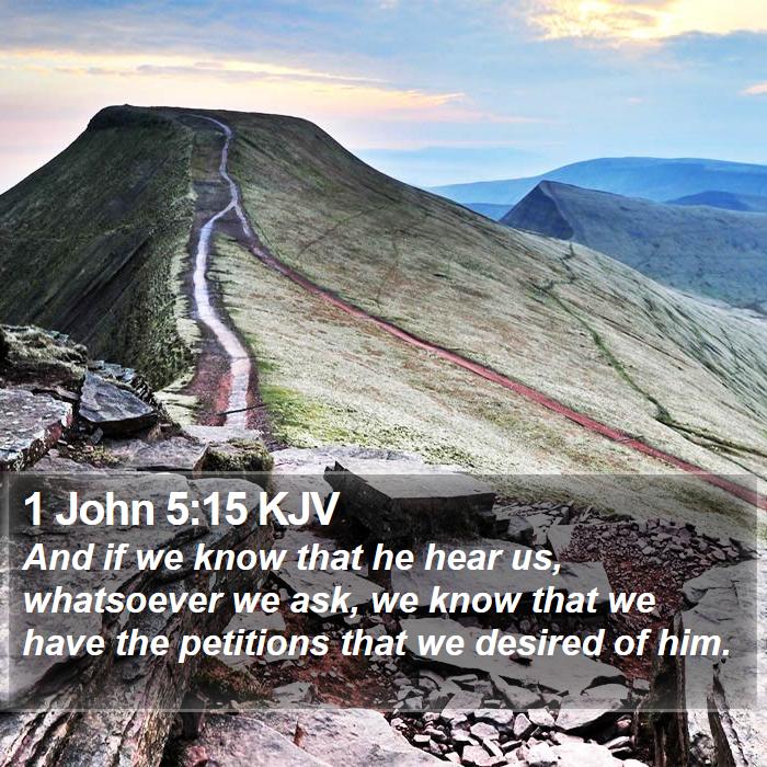 1 John 5:15 KJV - And if we know that he hear us, whatsoever we - Bible Verse Picture