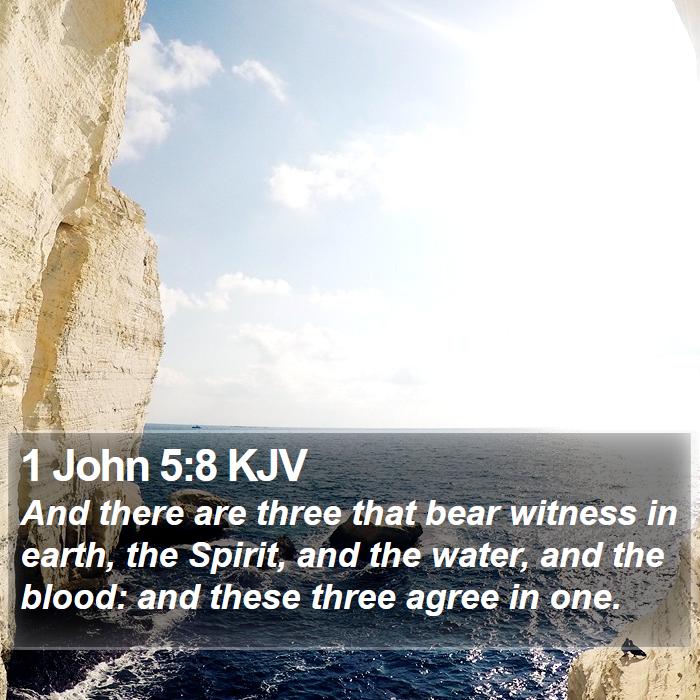 1 John 5:8 KJV - And there are three that bear witness in earth, - Bible Verse Picture