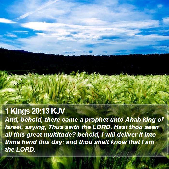 1 Kings 20:13 KJV - And, behold, there came a prophet unto Ahab king - Bible Verse Picture
