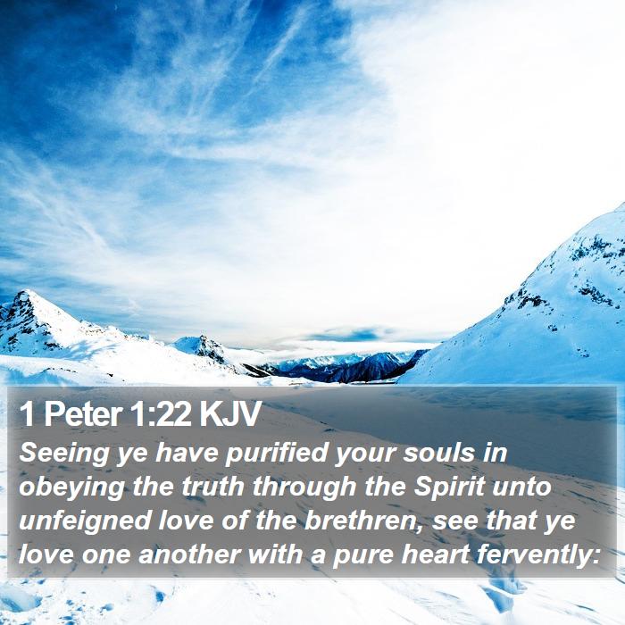 1 Peter 1:22 KJV - Seeing ye have purified your souls in obeying the - Bible Verse Picture