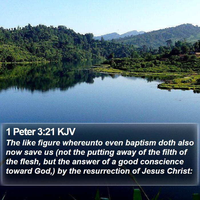 1 Peter 3:21 KJV - The like figure whereunto even baptism doth also - Bible Verse Picture