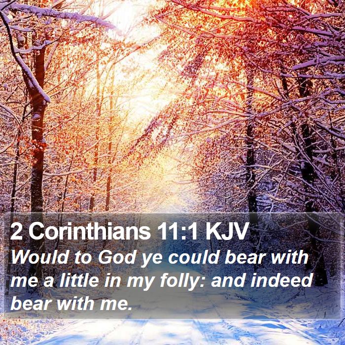 2 Corinthians 11:1 KJV - Would to God ye could bear with me a little in my - Bible Verse Picture