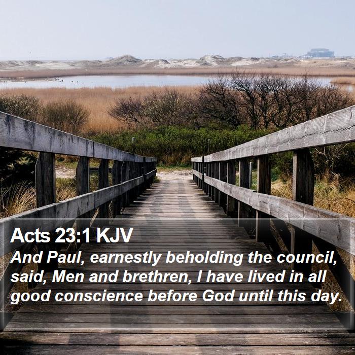 Acts 23:1 KJV - And Paul, earnestly beholding the council, said, - Bible Verse Picture