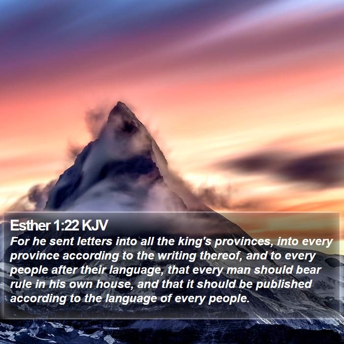 Esther 1:22 KJV - For he sent letters into all the king's - Bible Verse Picture