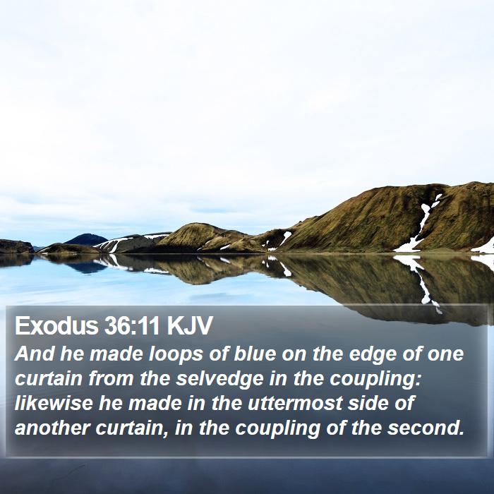 Exodus 36:11 KJV - And he made loops of blue on the edge of one - Bible Verse Picture