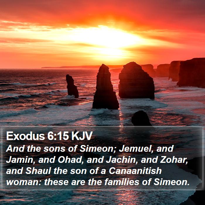 Exodus 6:15 KJV - And the sons of Simeon; Jemuel, and Jamin, and - Bible Verse Picture