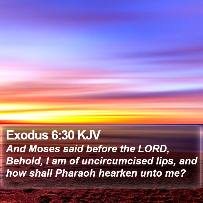 Exodus 6:30 KJV - And Moses said before the LORD, Behold, I am of - Bible Verse Picture
