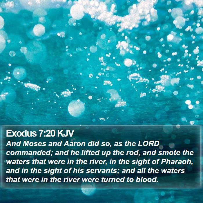 Exodus 7:20 KJV - And Moses and Aaron did so, as the LORD - Bible Verse Picture