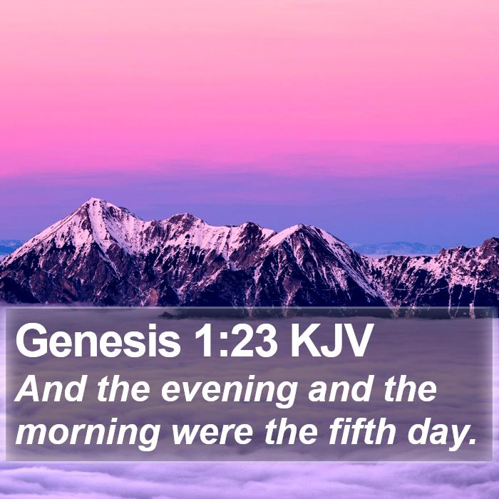 Genesis 1:23 KJV - And the evening and the morning were the fifth - Bible Verse Picture