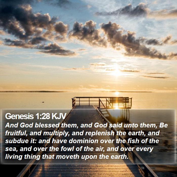 Genesis 1:28 KJV - And God blessed them, and God said unto them, Be - Bible Verse Picture