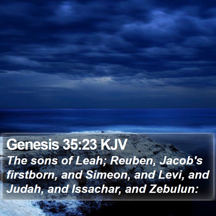 Genesis 35:23 KJV - The sons of Leah; Reuben, Jacob's firstborn, and