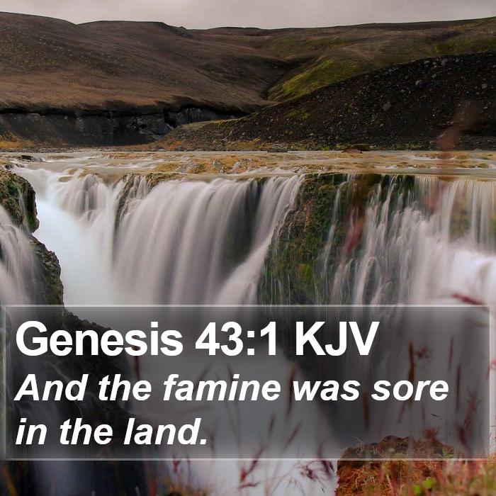 Genesis 43:1 KJV - And the famine was sore in the - Bible Verse Picture