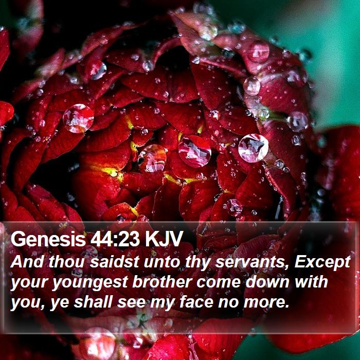 Genesis 44:23 KJV - And thou saidst unto thy servants, Except your - Bible Verse Picture
