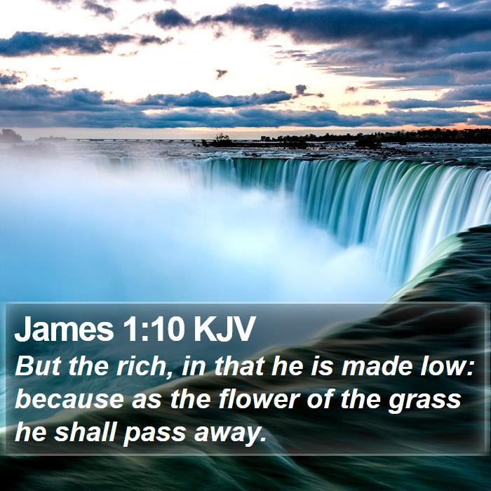 James 1:10 KJV - But the rich, in that he is made low: because as - Bible Verse Picture