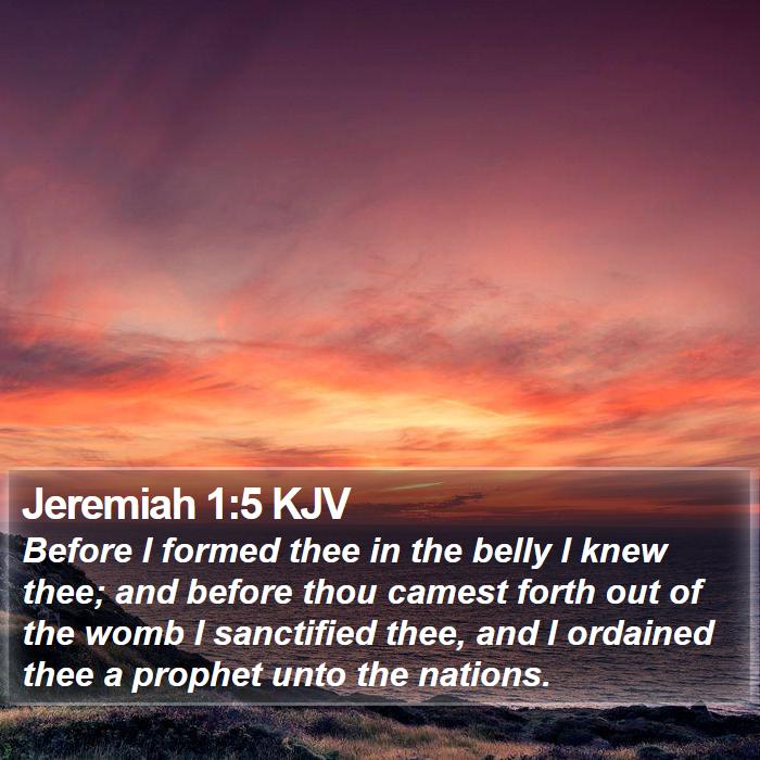 Jeremiah 1:5 KJV - Before I formed thee in the belly I knew thee; - Bible Verse Picture