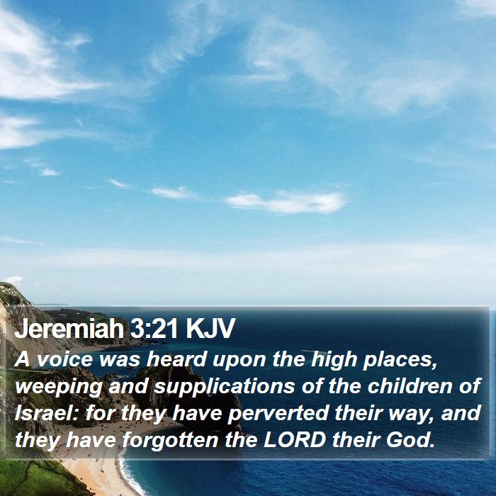 Jeremiah 3:21 KJV - A voice was heard upon the high places, weeping - Bible Verse Picture