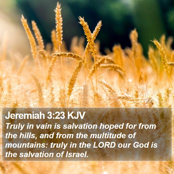 Jeremiah 3:23 KJV - Truly in vain is salvation hoped for from the - Bible Verse Picture