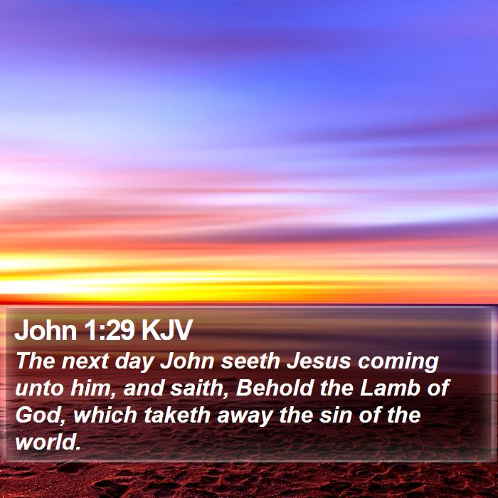 John 1:29 KJV - The next day John seeth Jesus coming unto him, - Bible Verse Picture