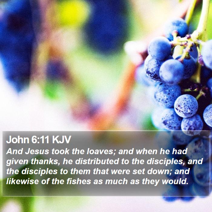 John 6:11 KJV - And Jesus took the loaves; and when he had given - Bible Verse Picture